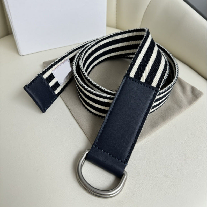 Striped Canvas Casual Belt
