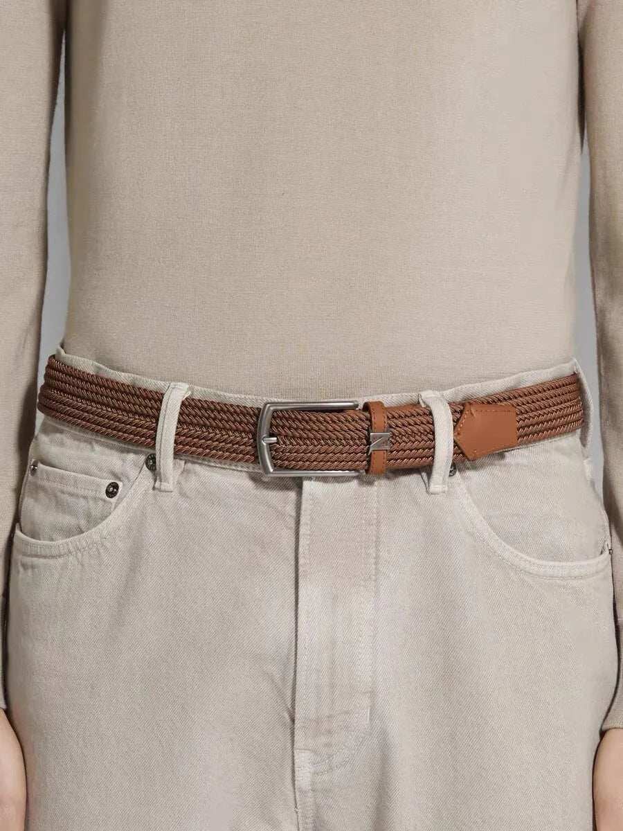 Woven Elastic Leather Belt