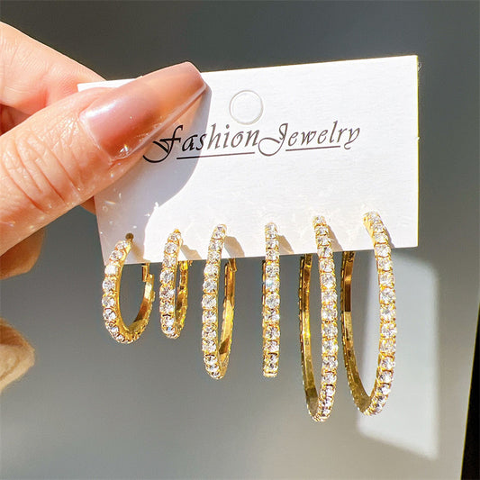 3 Pairs Hoop Earrings Set