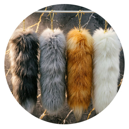 Plush Fox Tail Keychain Charm