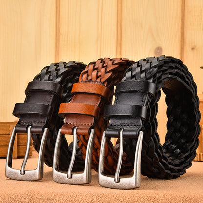 Men's Handwoven Leather Belt
