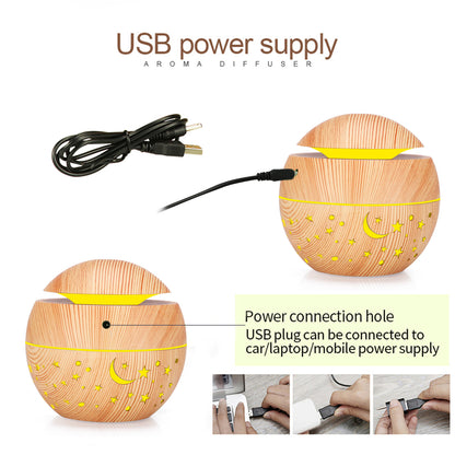Star Moon Wood Grain USB Humidifier