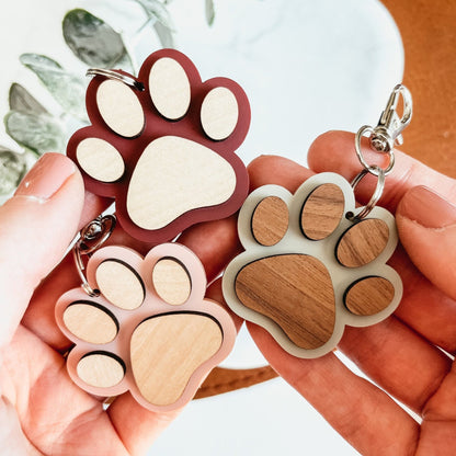 Mini Bear Paw Wooden Keychain
