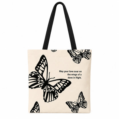 Black Butterfly Print Tote Bag