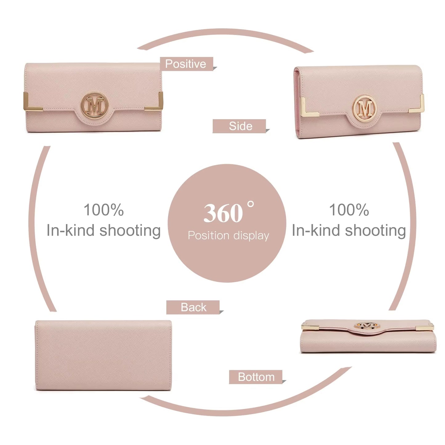 Miss Lulu Women's PU Leather Long Wallet with Card Slots