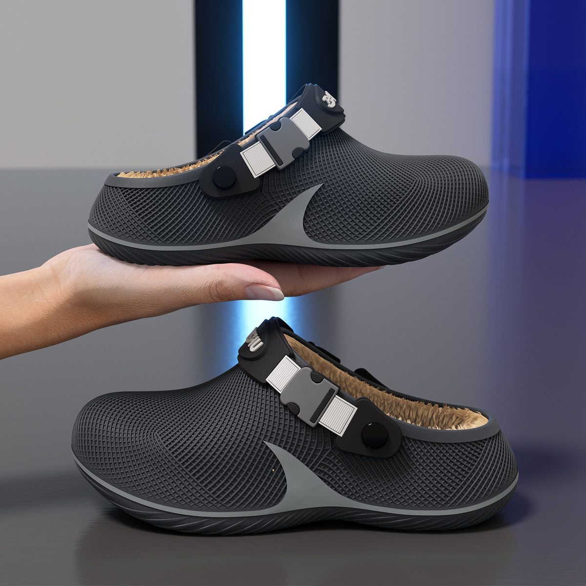 Men Winter Waterproof Fleece Slippers