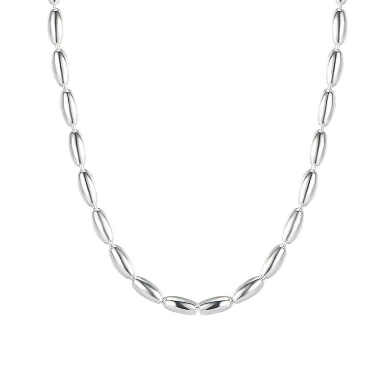 Rice-grain olive bead necklace