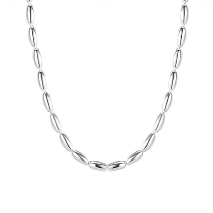 Rice-grain olive bead necklace