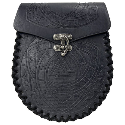 Medieval Viking Style Leather Waist Bag with Coin Compartment