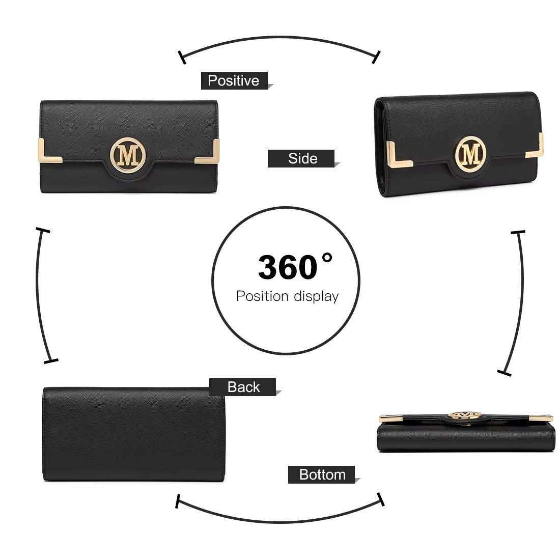 Miss Lulu Women's PU Leather Long Wallet with Card Slots