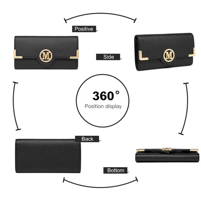 Miss Lulu Women's PU Leather Long Wallet with Card Slots