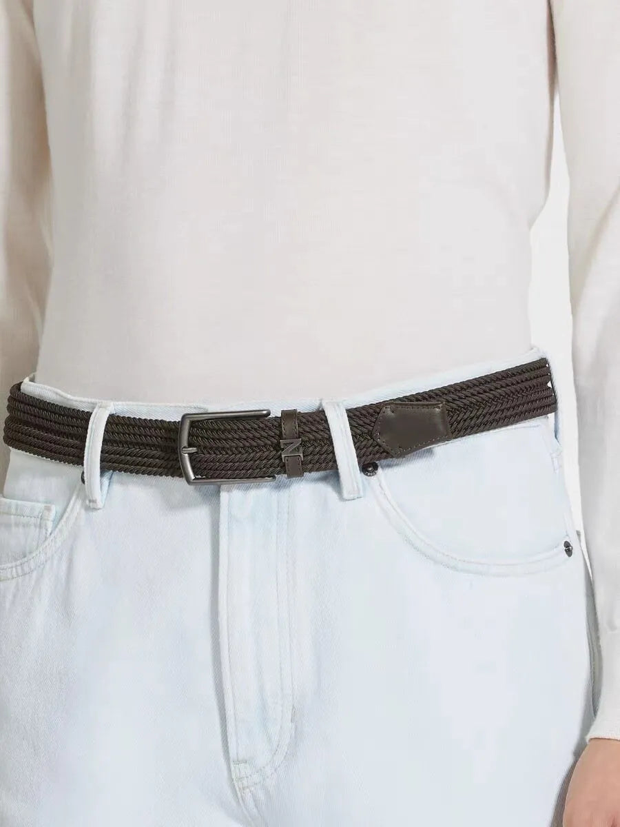 Woven Elastic Leather Belt