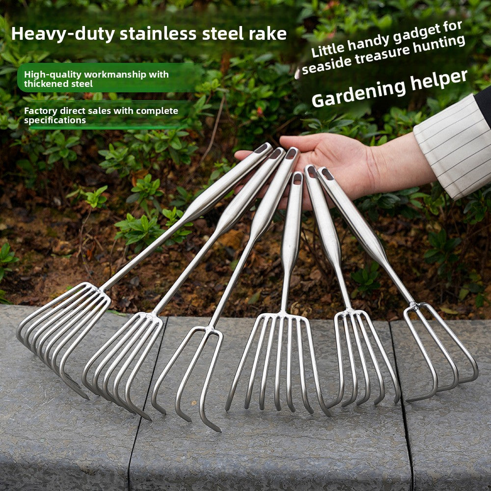 Stainless Steel Digging Rake for Beach and Garden