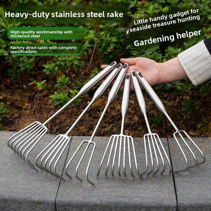 Stainless Steel Digging Rake for Beach and Garden