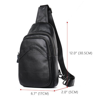 Men Genuine Leather Chest Bag Shoulder Messenger Bag
