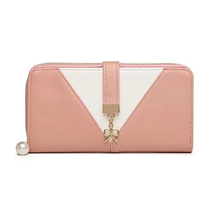 Miss Lulu Women’s Tri-Color PU Leather Long Wallet Clutch