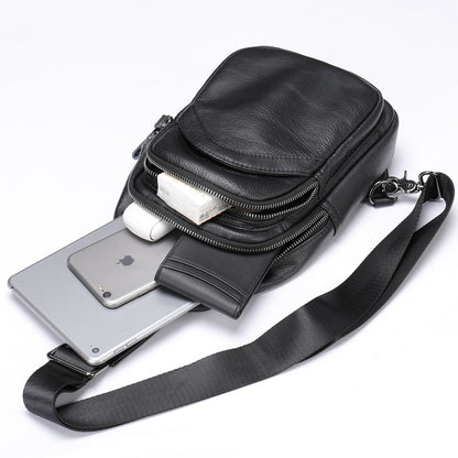 Men Genuine Leather Chest Bag Shoulder Messenger Bag