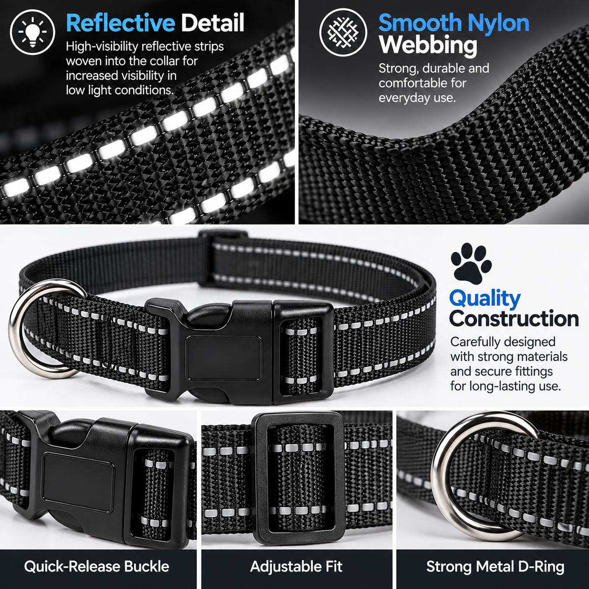 Reflective Adjustable Dog Collar