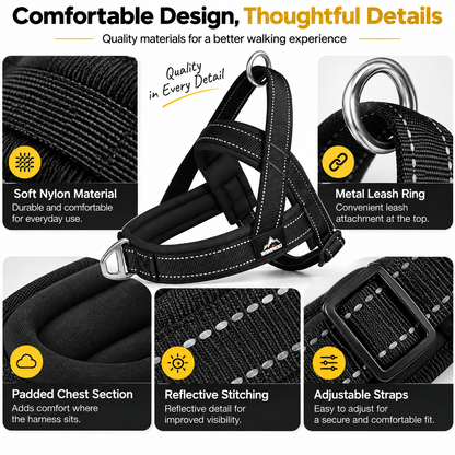 Padded Reflective Dog Harness in Sizes S-XL