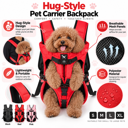 Hug-Style Chest Pet Carrier Backpack Breathable Mesh S-XL