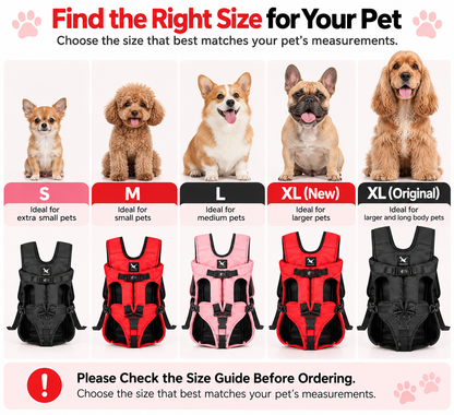 Hug-Style Chest Pet Carrier Backpack Breathable Mesh S-XL