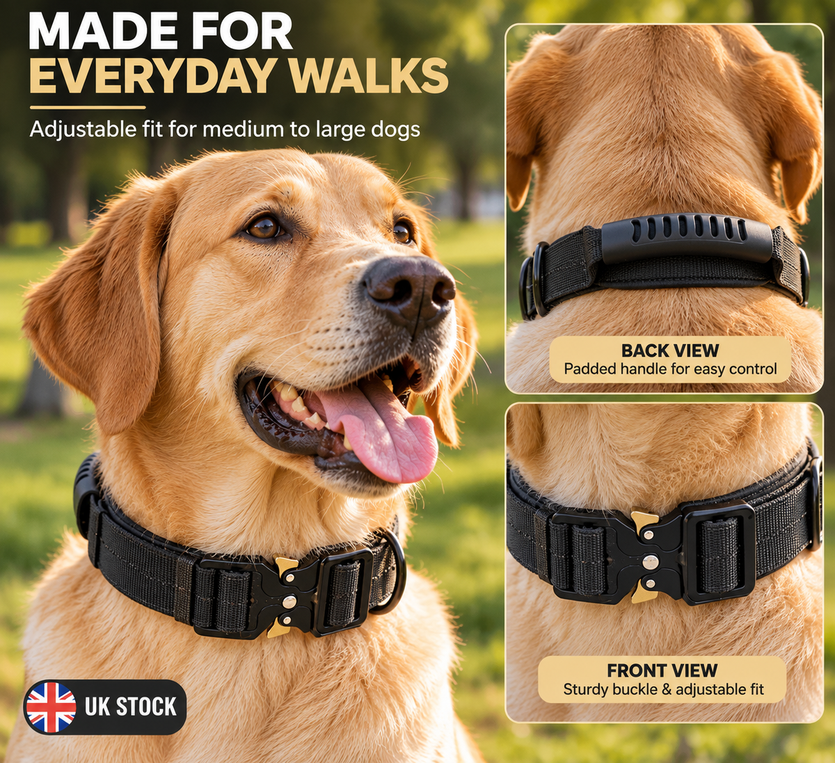 Adjustable Nylon Dog Collar, Medium & Large Dogs