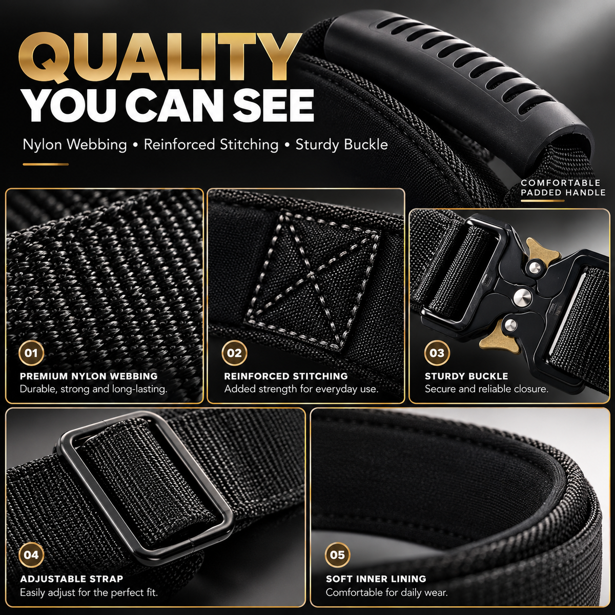 Adjustable Nylon Dog Collar, Medium & Large Dogs