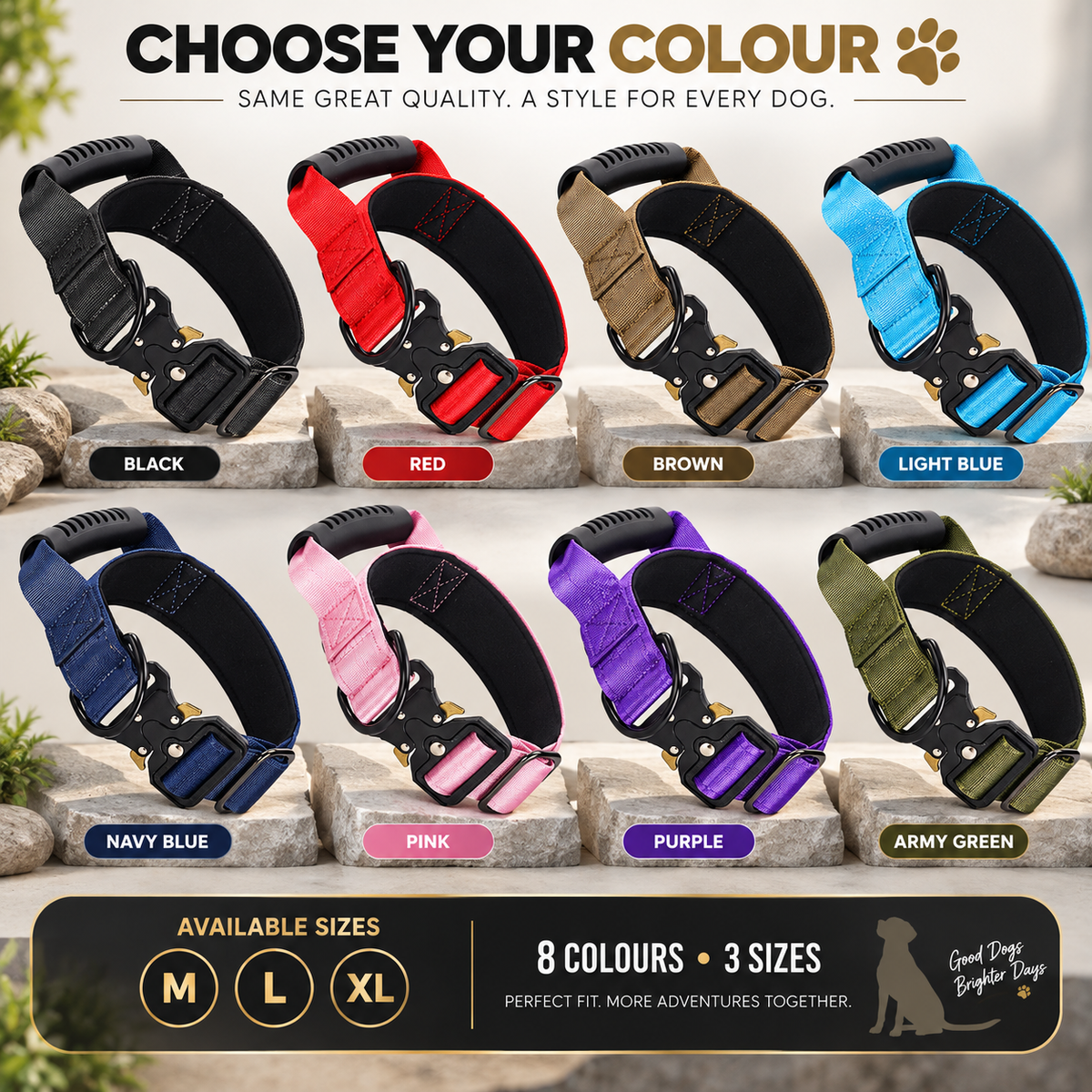 Adjustable Nylon Dog Collar, Medium & Large Dogs