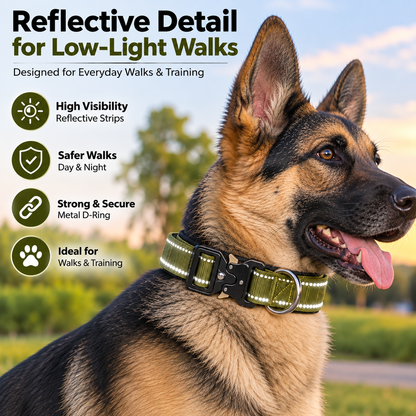 Tactical Dog Collar with Reflective Strips