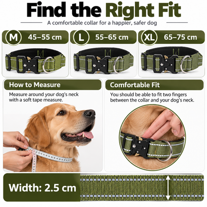 Tactical Dog Collar with Reflective Strips
