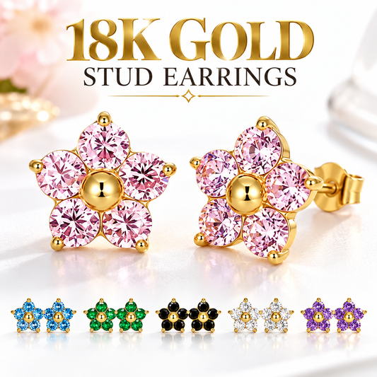 18K Gold Stud Plated Earrings