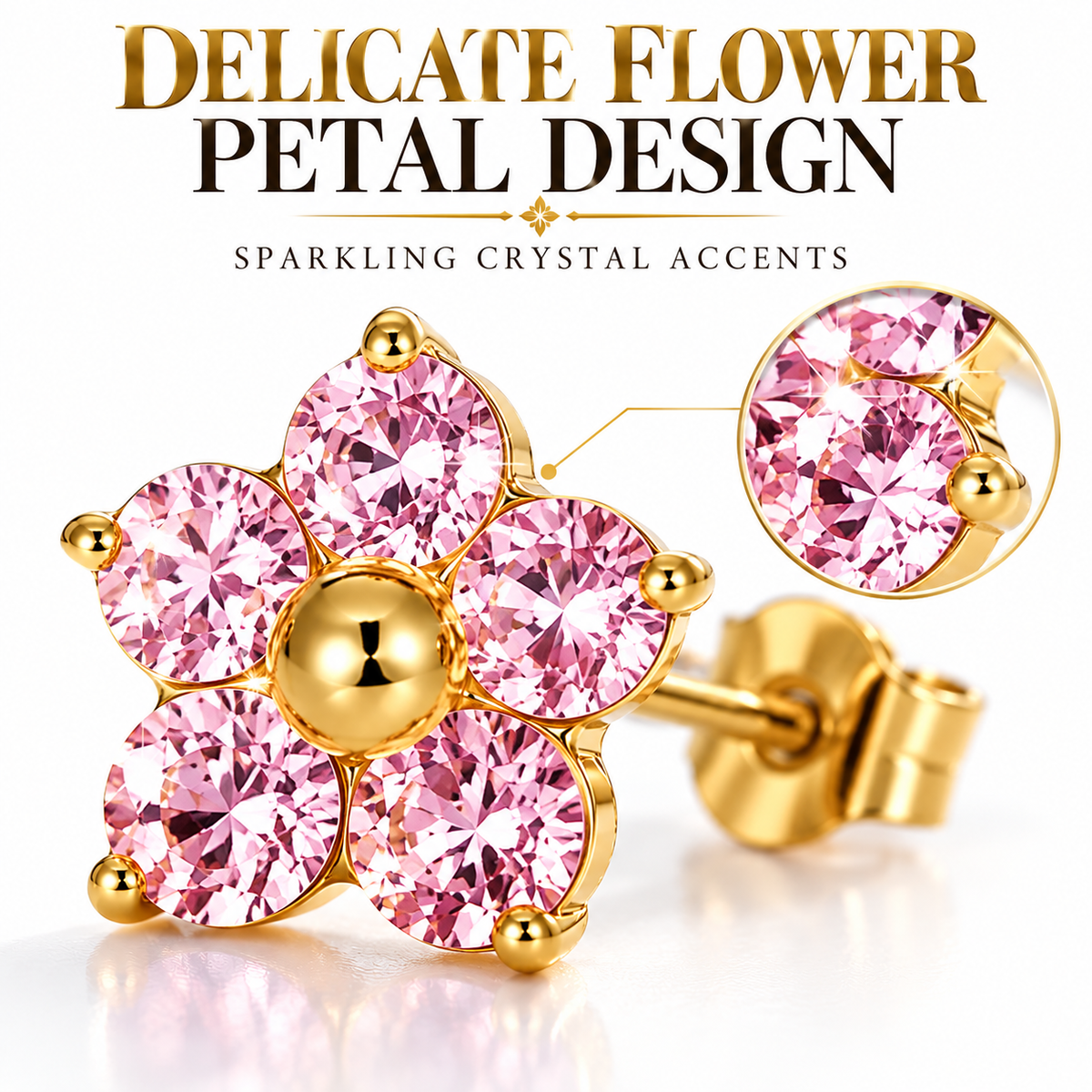 18K Gold Stud Plated Earrings