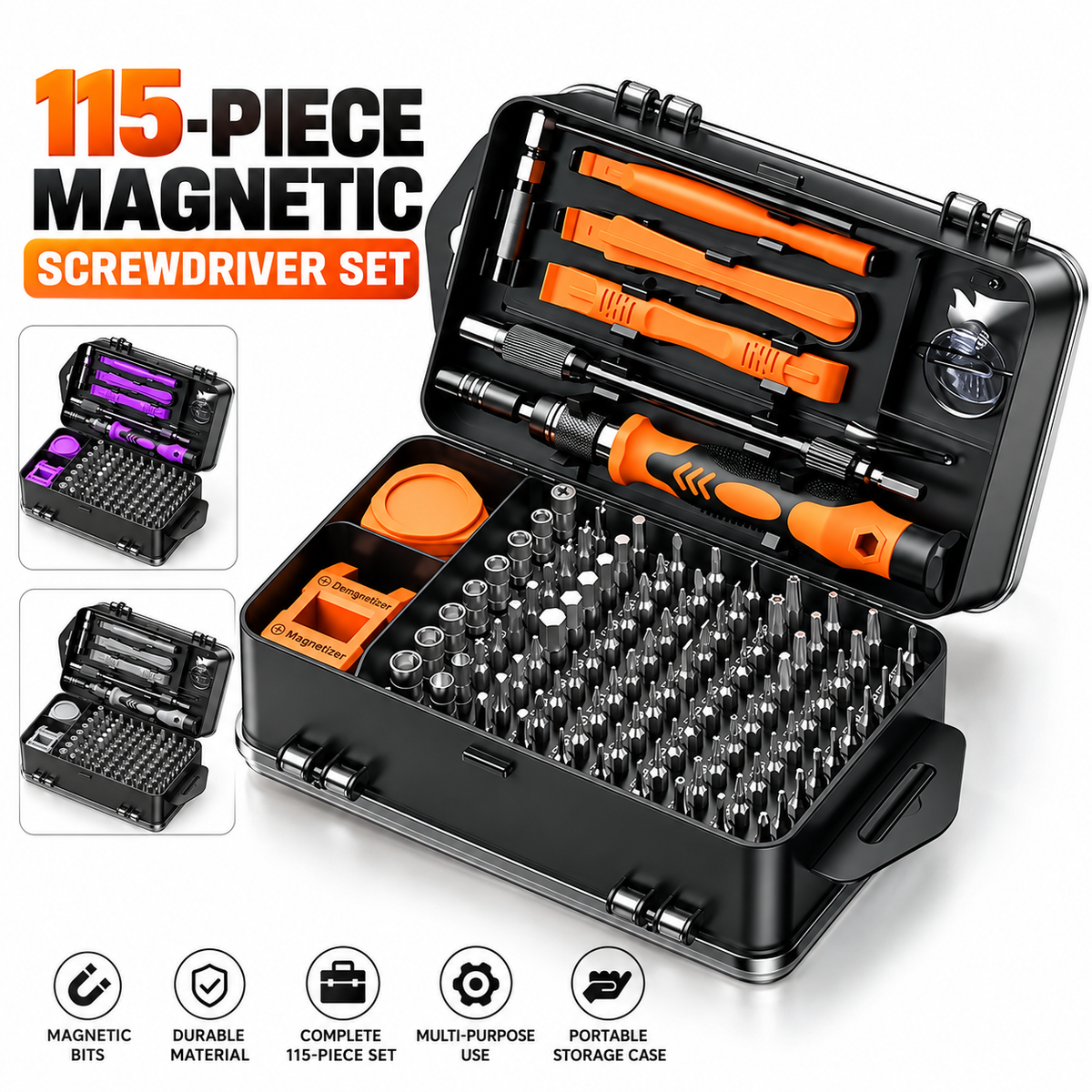 115 Piece Magnetic Screwdriver Set