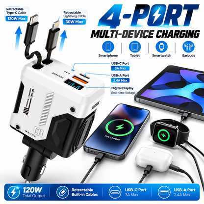 120W Retractable Car Charger