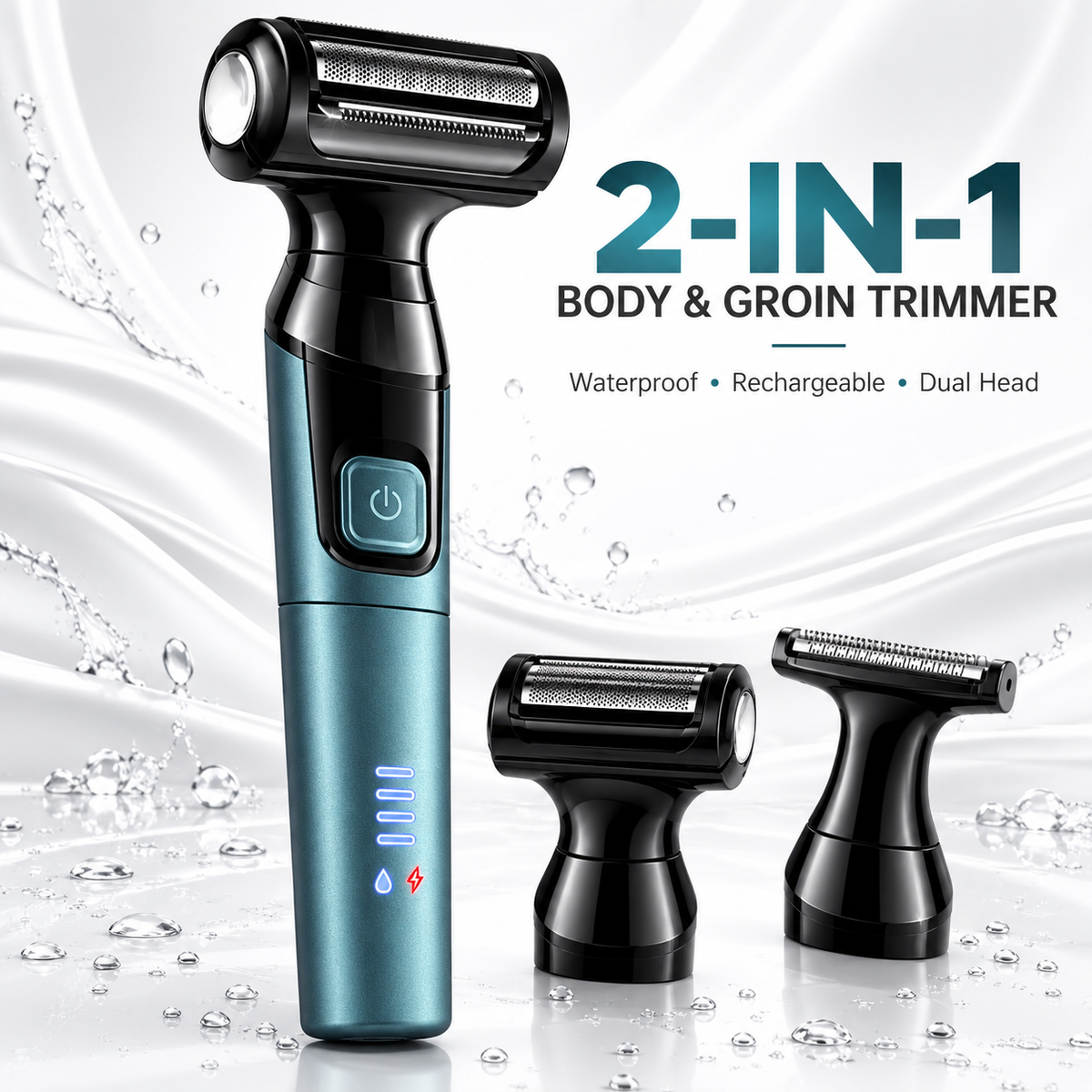 2-in-1 Body & Groin Hair Shaver Waterproof Dual Head Trimmer for Men and Women