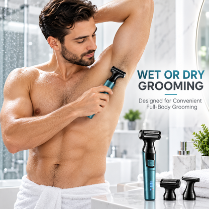 2-in-1 Body & Groin Hair Shaver Waterproof Dual Head Trimmer for Men and Women