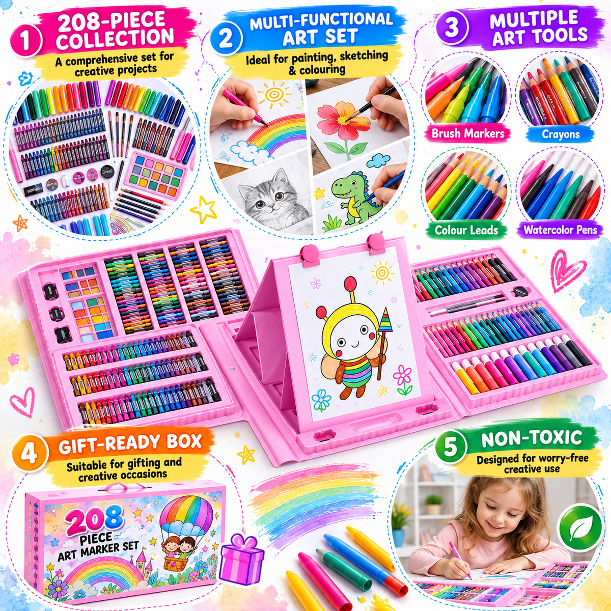 208 Piece Art Marker Set