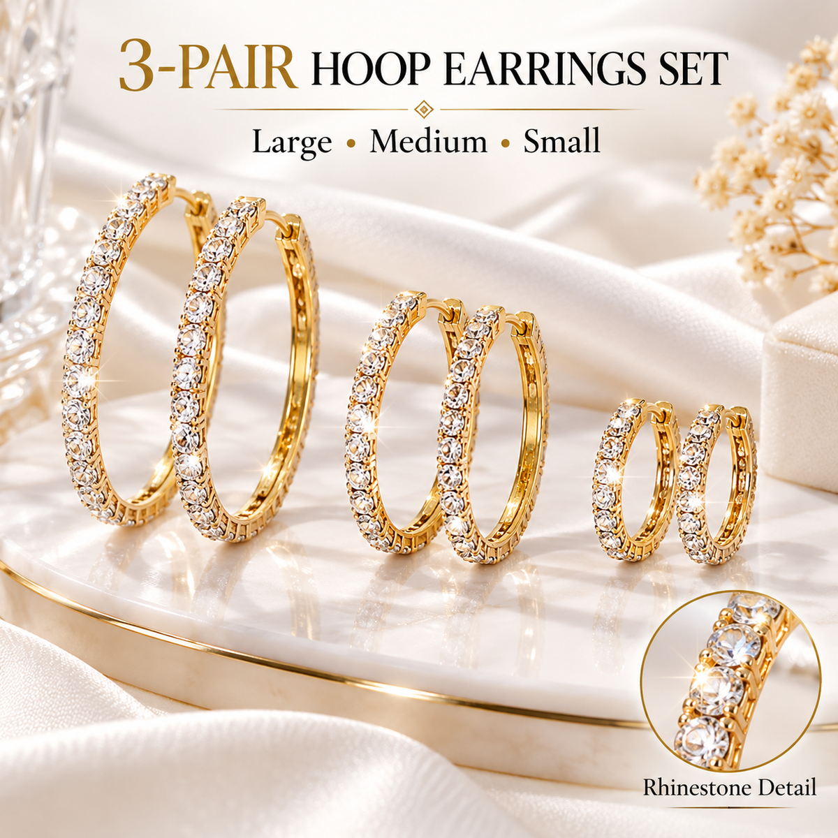 3 Pairs Hoop Earrings Set