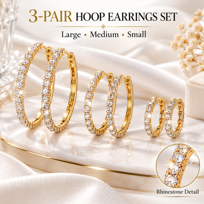 3 Pairs Hoop Earrings Set
