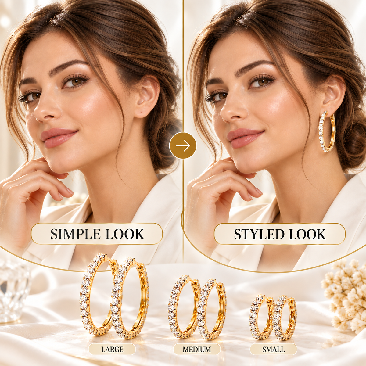 3 Pairs Hoop Earrings Set