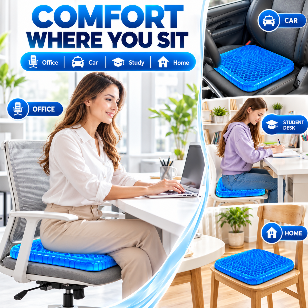 3D Honeycomb Gel Seat Cushion