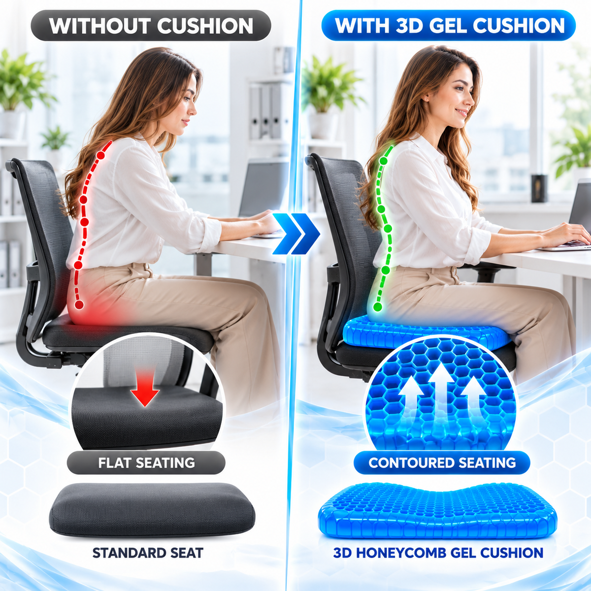 3D Honeycomb Gel Seat Cushion