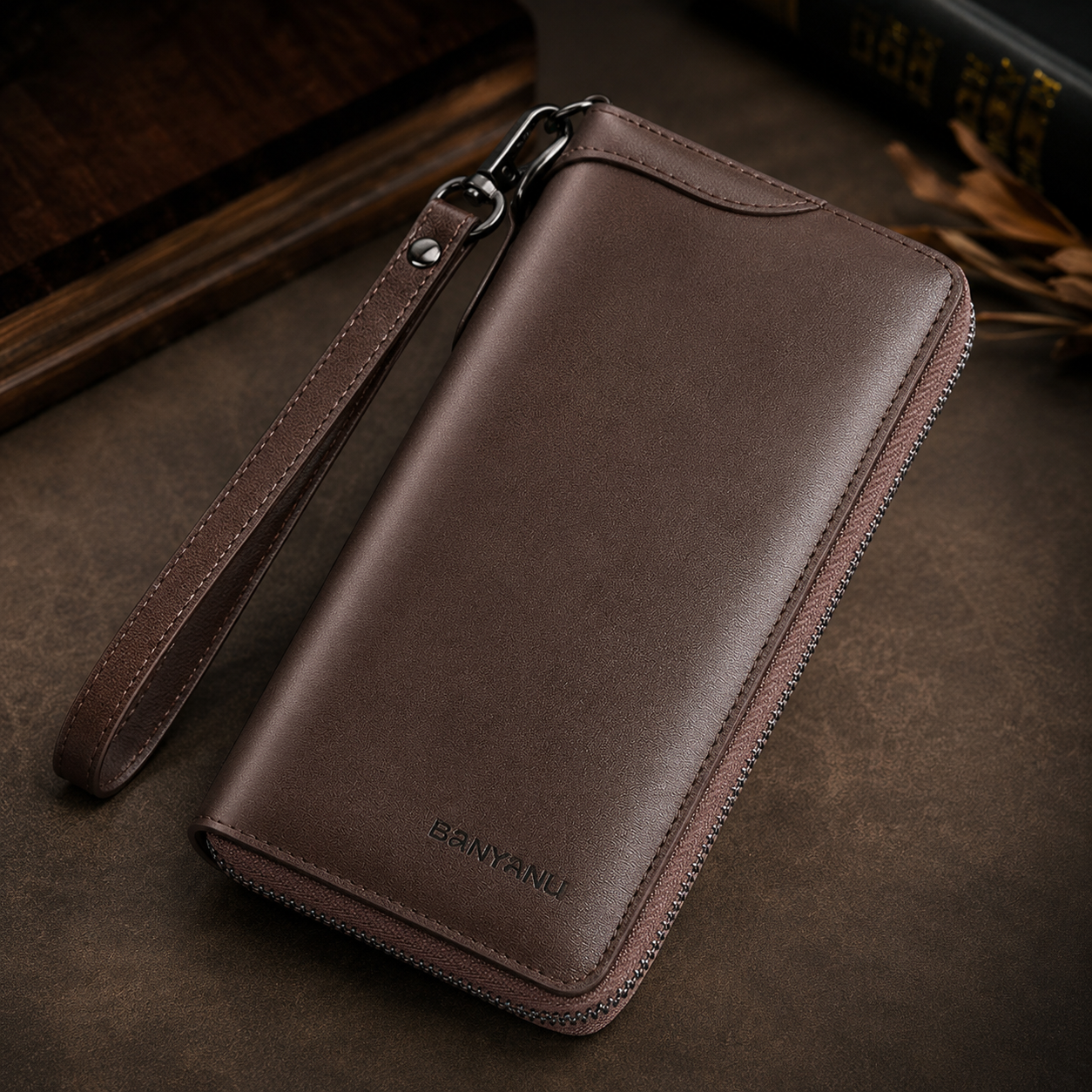 Men's Retro Cowhide Zipper Wallet