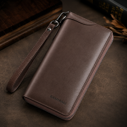 Men's Retro Cowhide Zipper Wallet