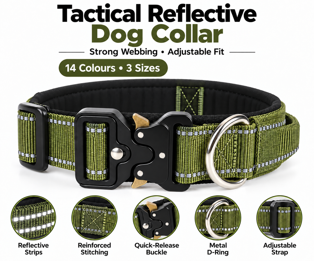 Tactical Dog Collar with Reflective Strips