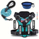 Reflective No Pull Service Dog Harness & Leash Set Adjustable Soft Oxford Walking Vest for Small Medium Dogs Training Outdoor Pet Harness