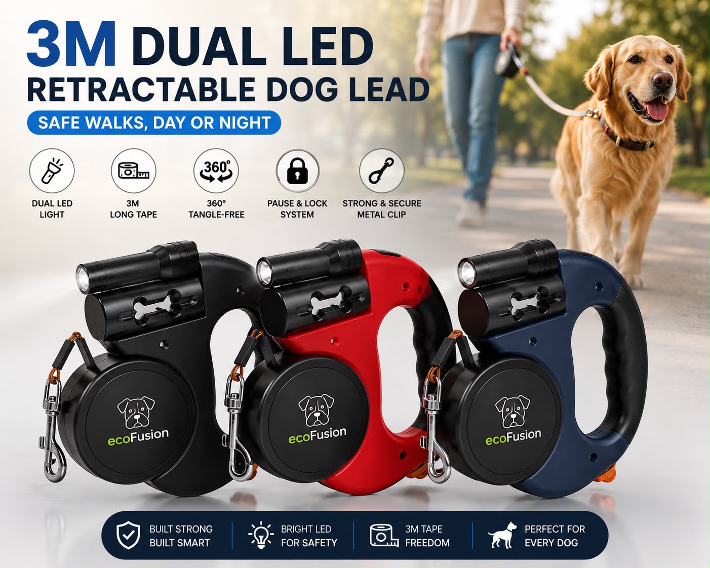 2 In 1 Retractable Dog Leash