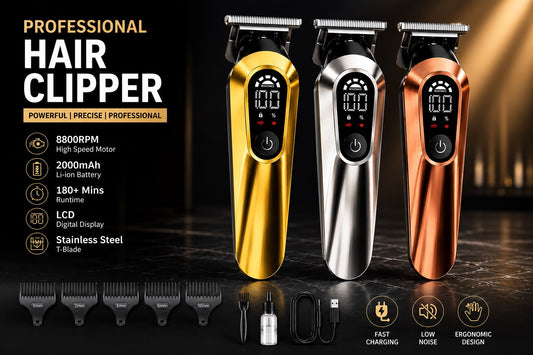 Barber Hair Clipper – Rechargeable LCD Stainless Steel Trimmer
