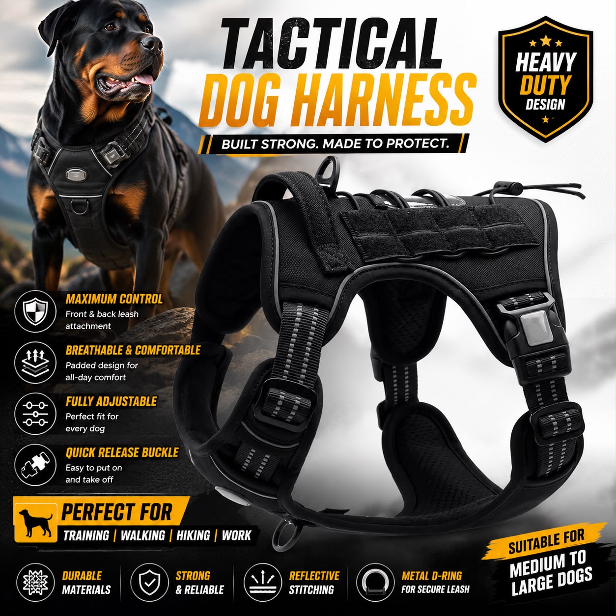 Heavy Duty Tactical Dog Harness