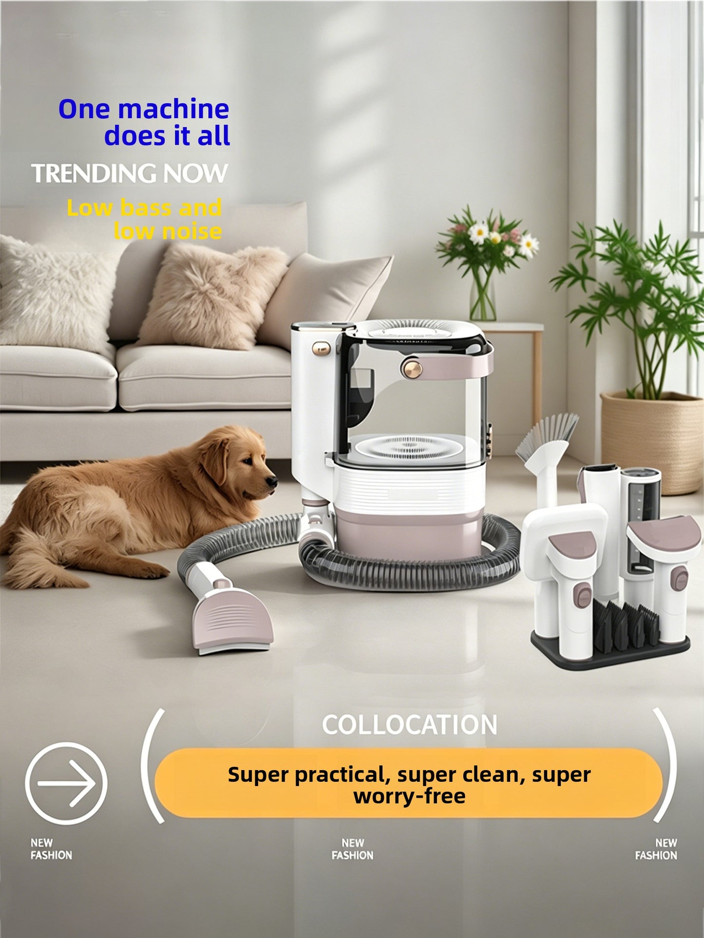 Pet Hair Trimmer and Vacuum All-in-One Grooming Tool